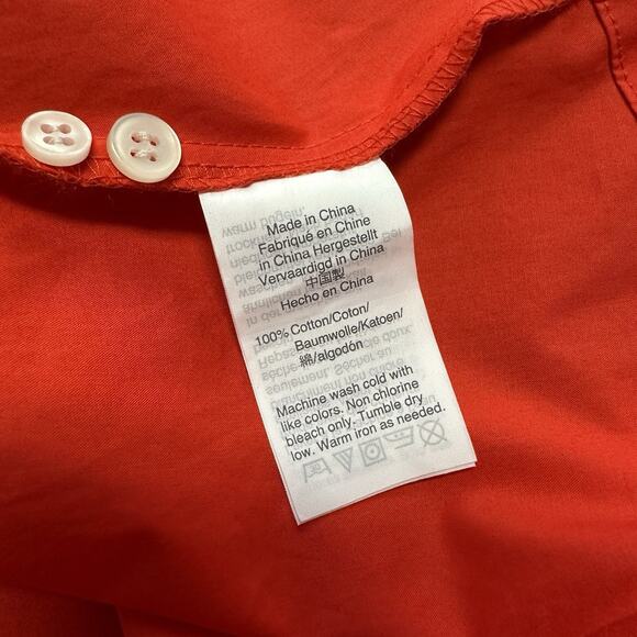 New J Crew Red Tie Waist Shirt Dress Cotton Poplin Bright Cerise Womens Size 16 - Picture 9 of 10